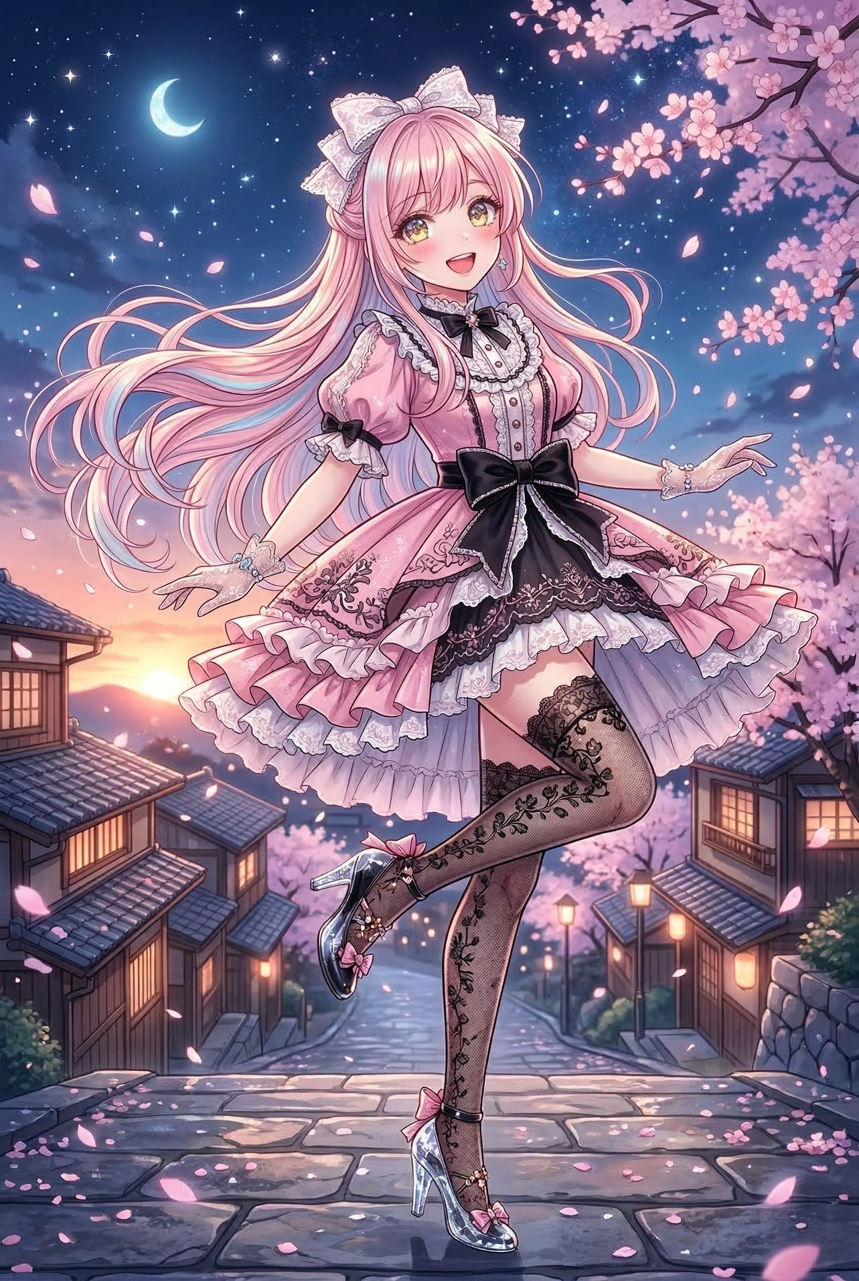 月夜の桜に抱かれて | の人気AIイラスト・グラビア