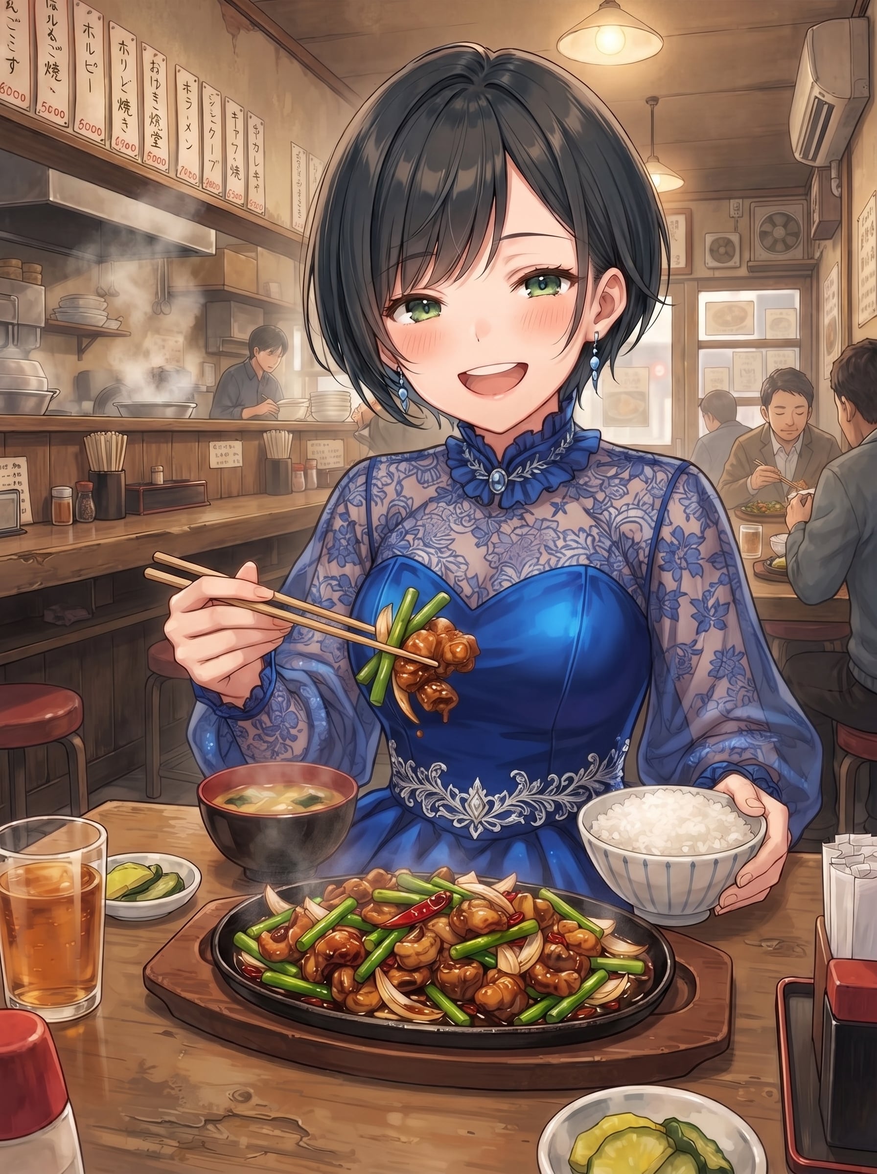 ホルモン焼きを食べる藍音ちゃん | の人気AIイラスト・グラビア
