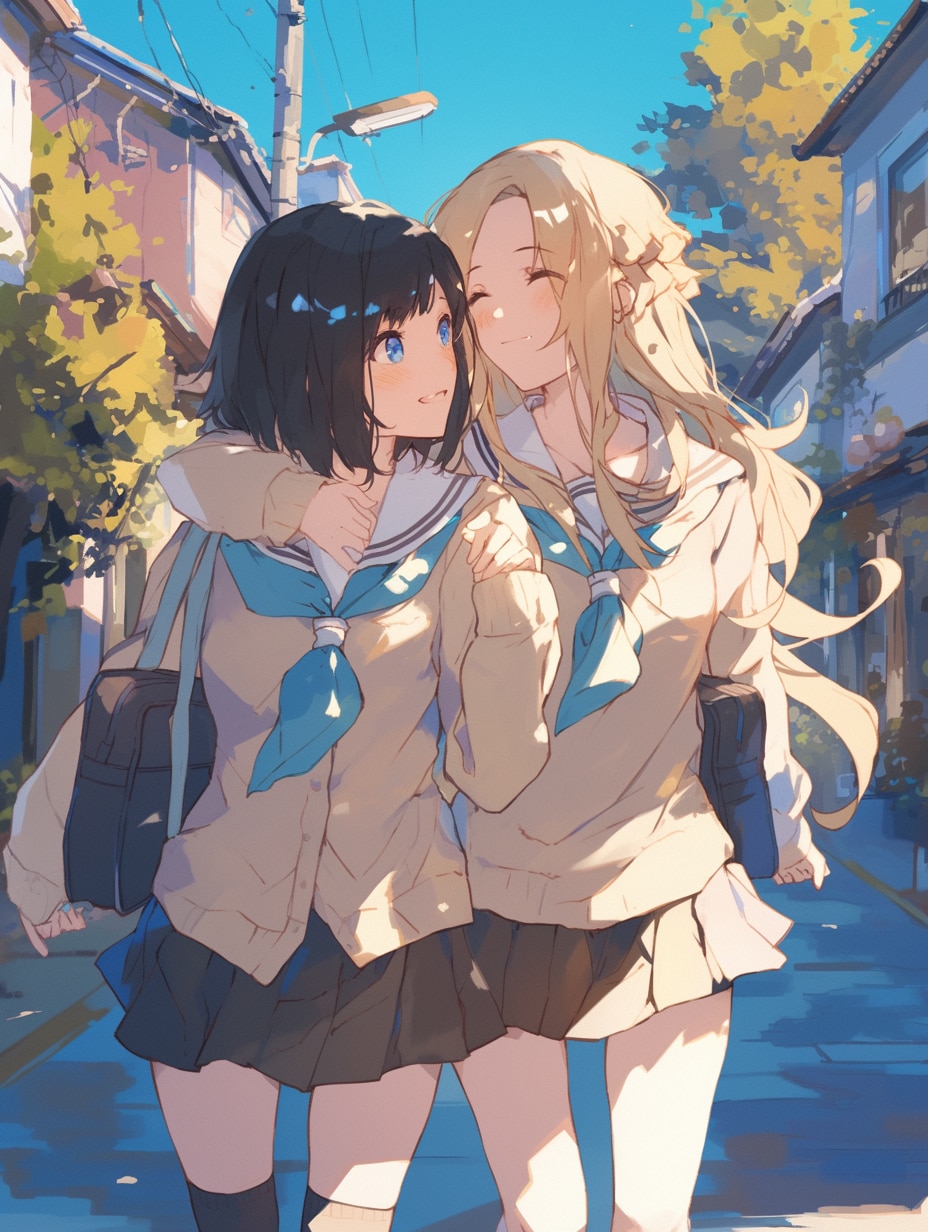 キスしたい二人のJK155 | の人気AIイラスト・グラビア