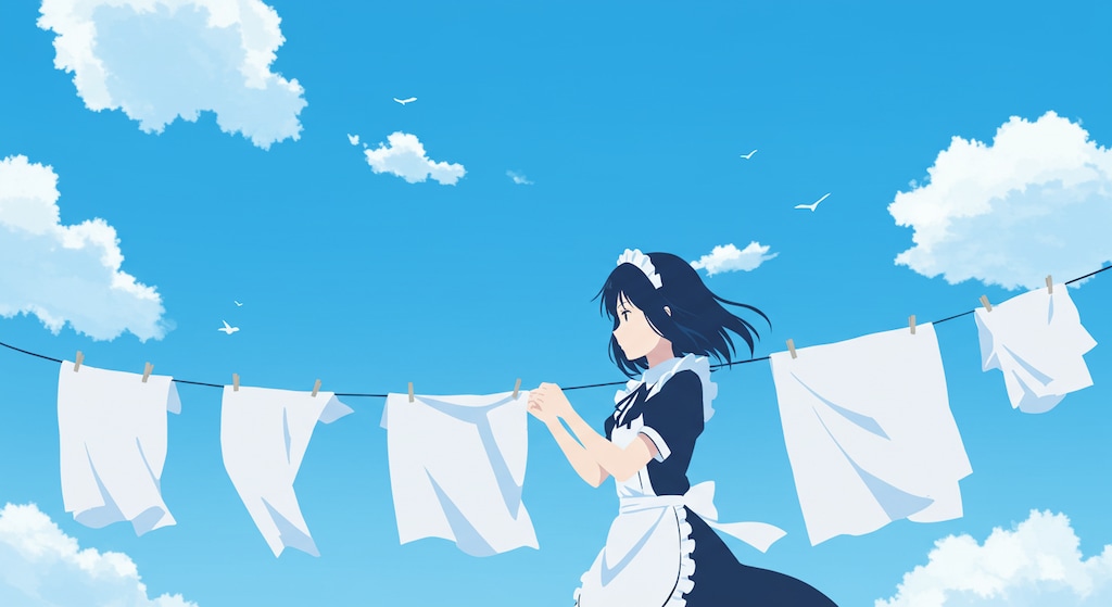 洗濯物を干しましょう (メイド⑨)