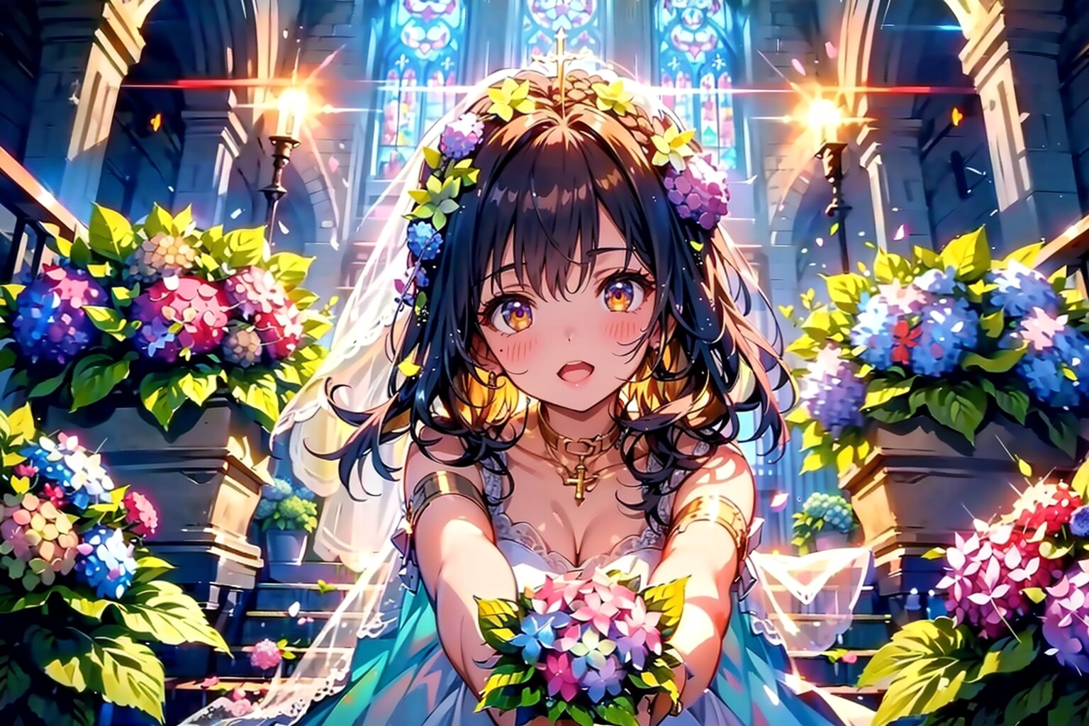 沢山の紫陽花の中で | の人気AIイラスト・グラビア