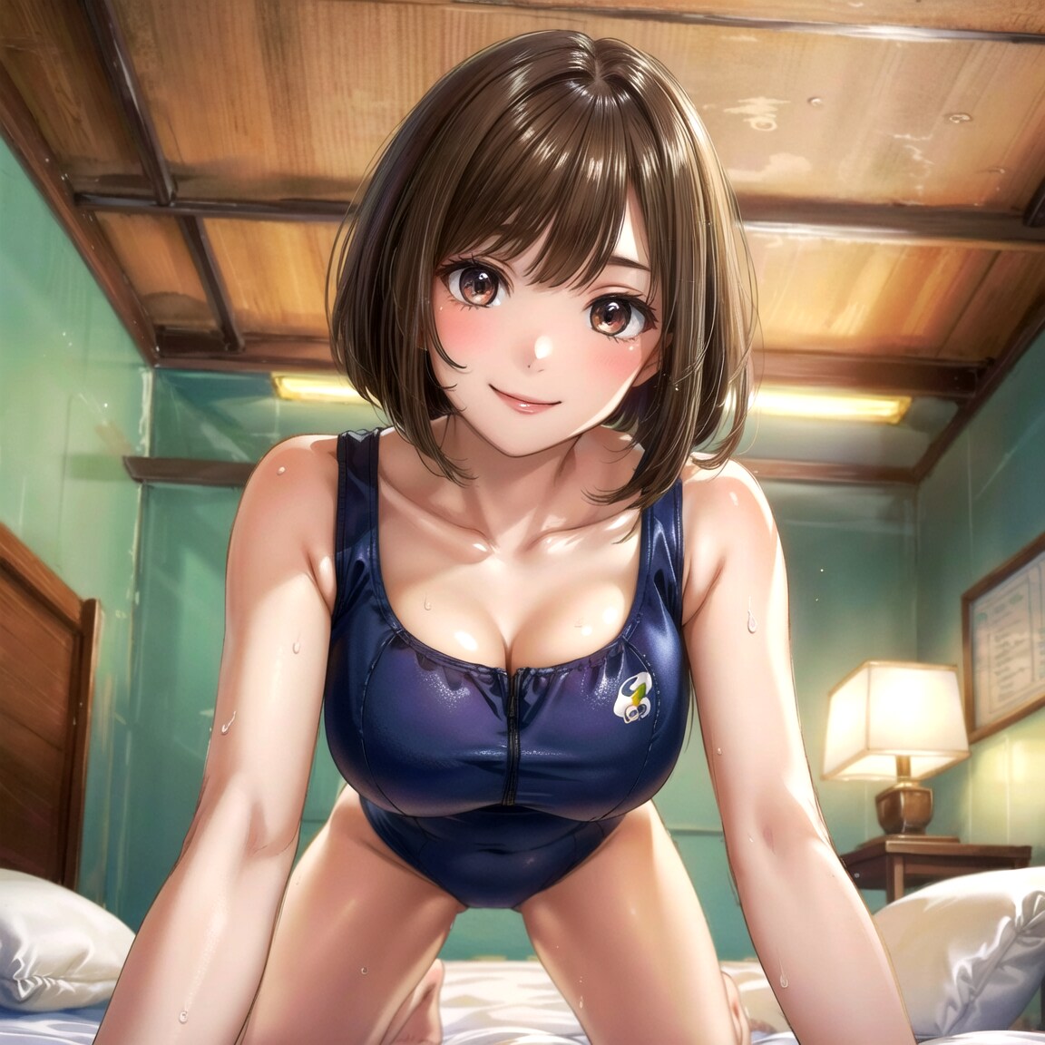 部屋でスク水