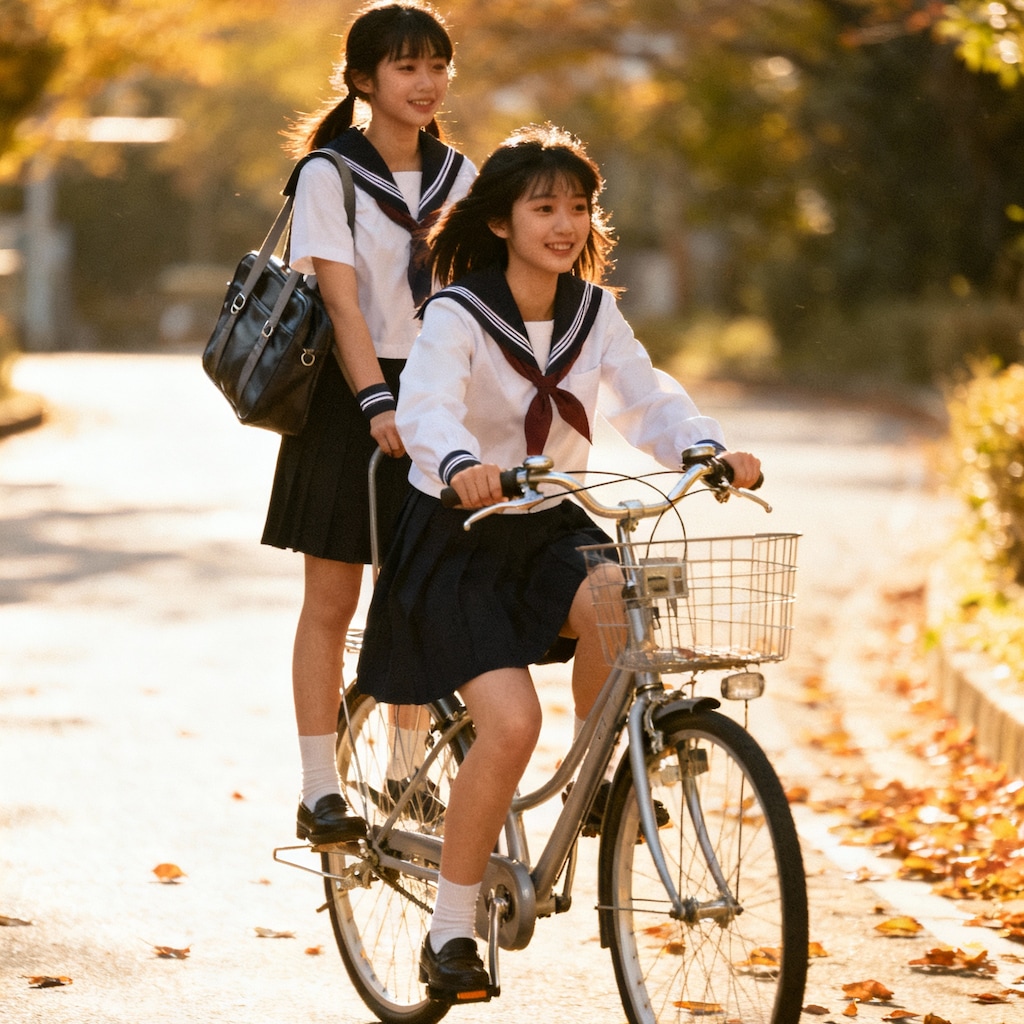 秋の放課後の帰り道