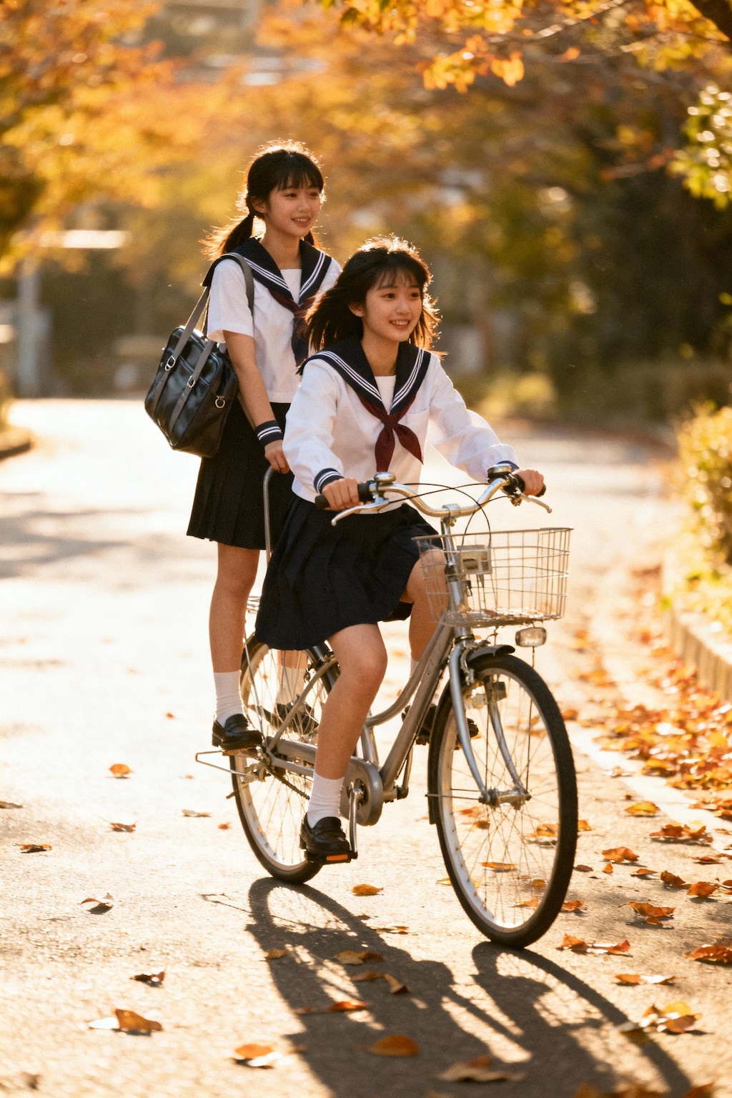 秋の放課後の帰り道