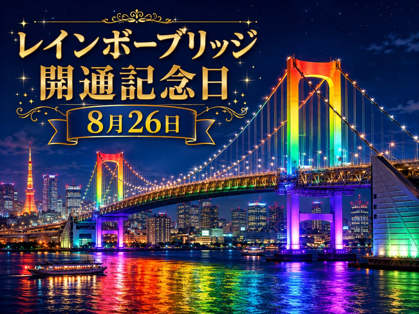 [今日は何の日 8/26] レインボーブリッジ開通記念日 | の人気AIイラスト・グラビア
