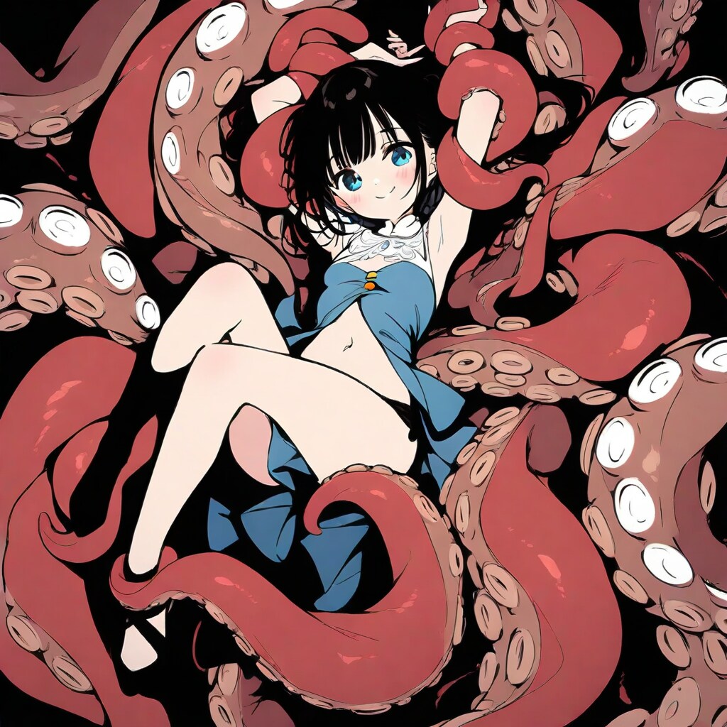 タコに囚われたガール