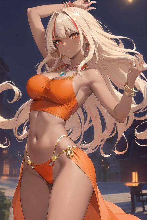 褐色オレンジの踊り子