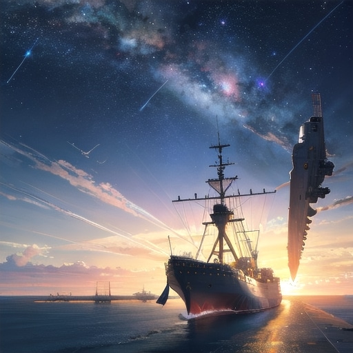 軍艦と夕暮れ | の人気AIイラスト・グラビア