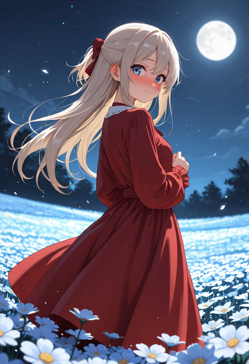 月夜の花畑