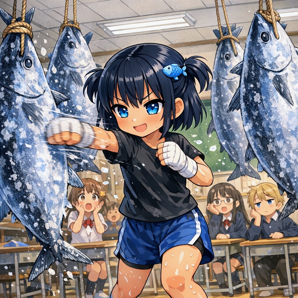 チャンプに挑むトレーニングをするこなつちゃん
