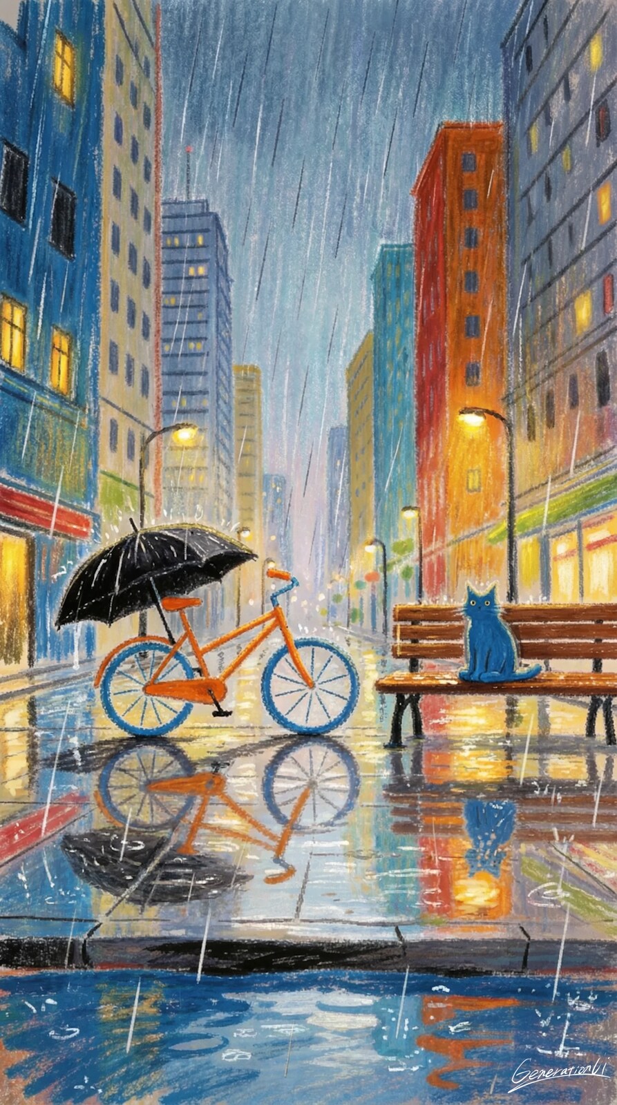 雨の日は、街が少し優しくなる／スマホ壁紙アーカイブ | の人気AIイラスト・グラビア