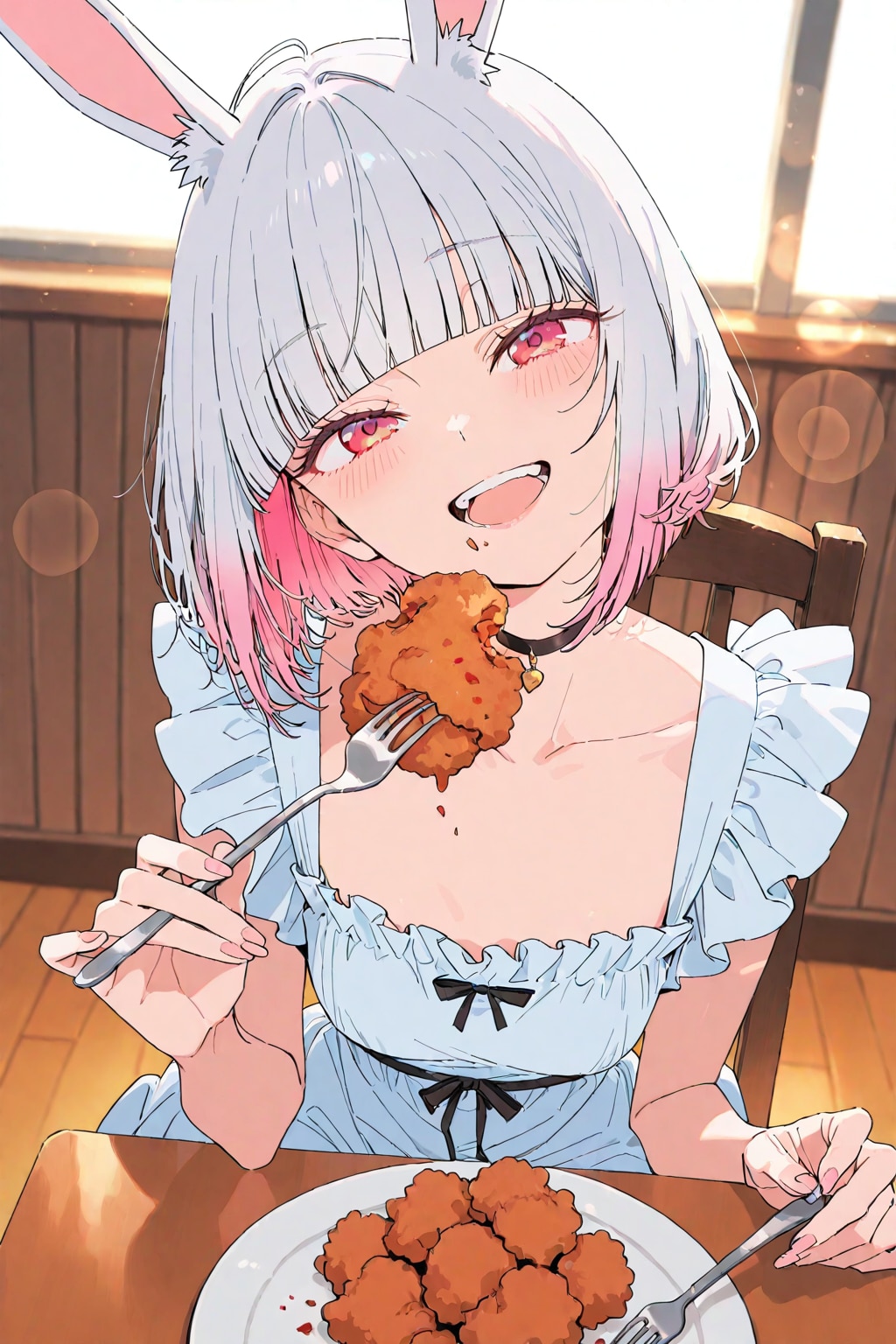 うさ耳娘とから揚げ