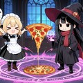 おピッツァ儀式をされるメイドさんとお化けさんといつもの魔女さん 3枚目