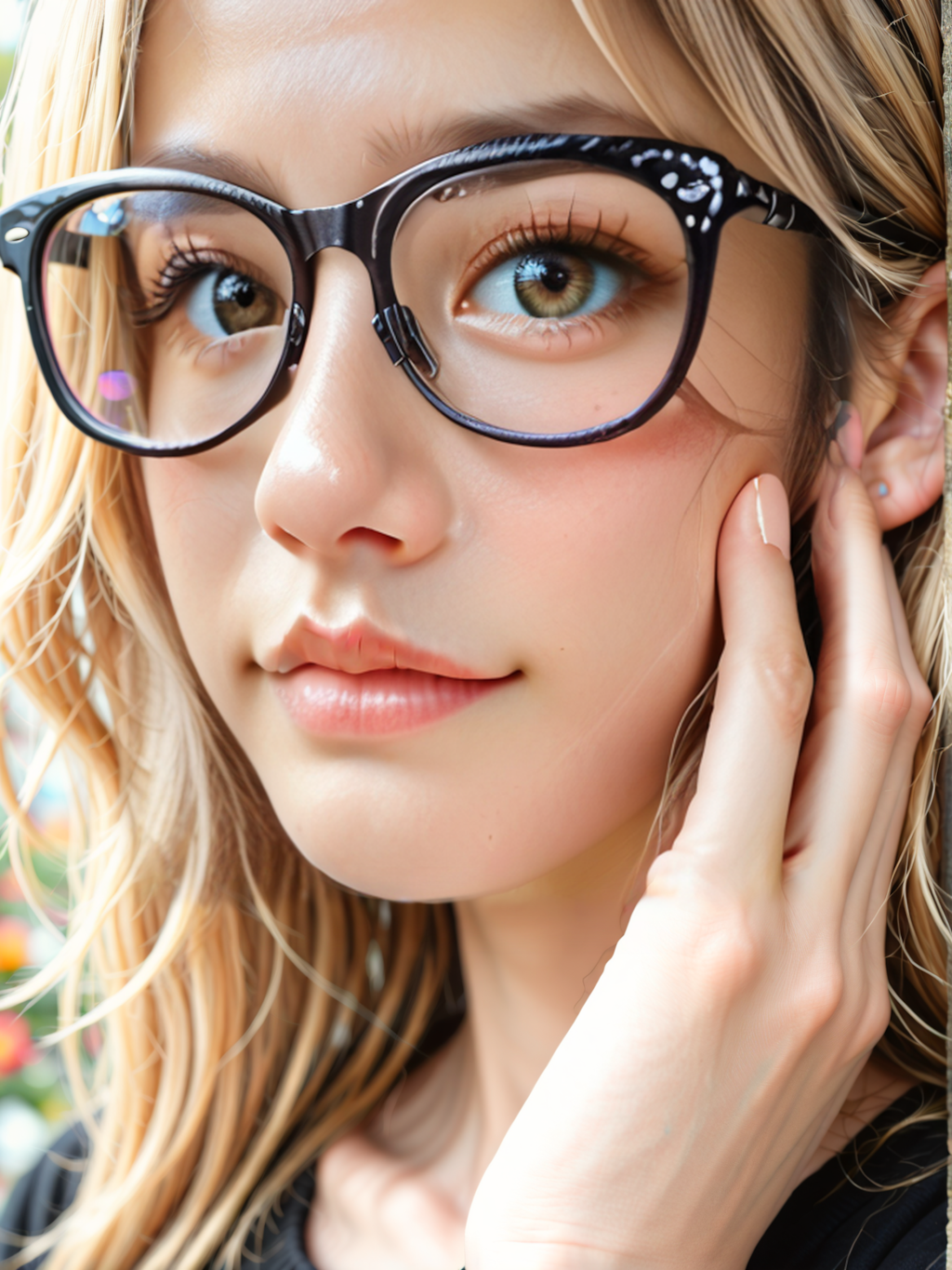 眼鏡女性（接写）