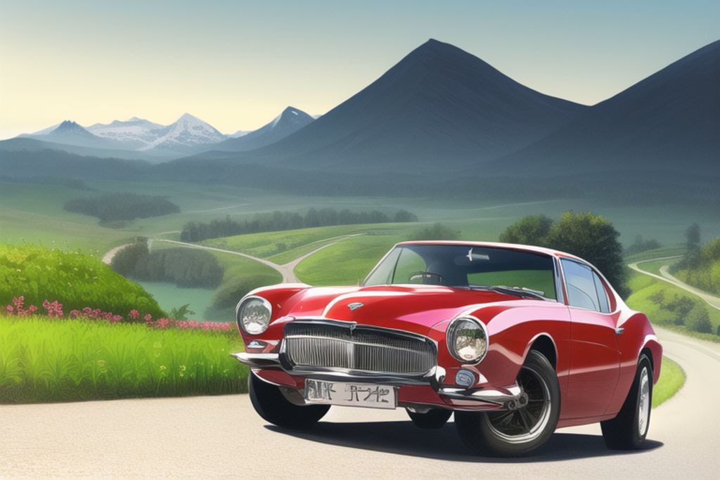 赤いスポーツカーが疾走する