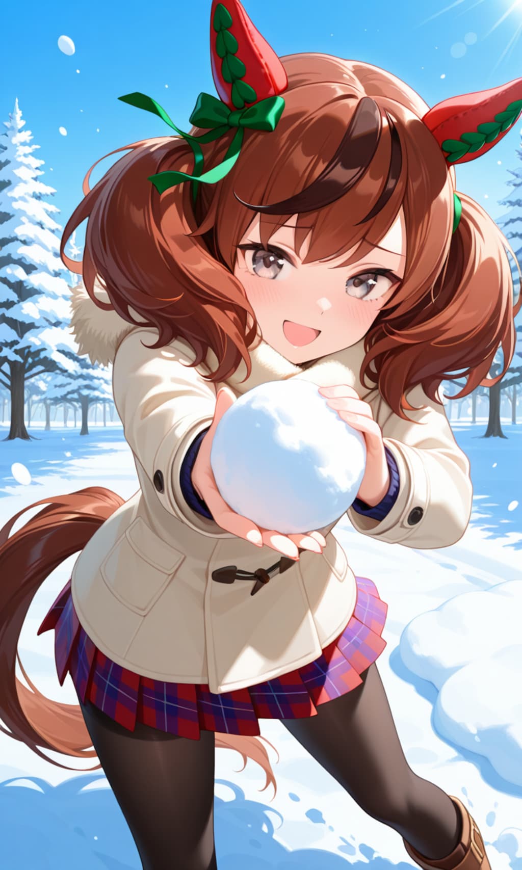 雪ではしゃいでるネイチャさん