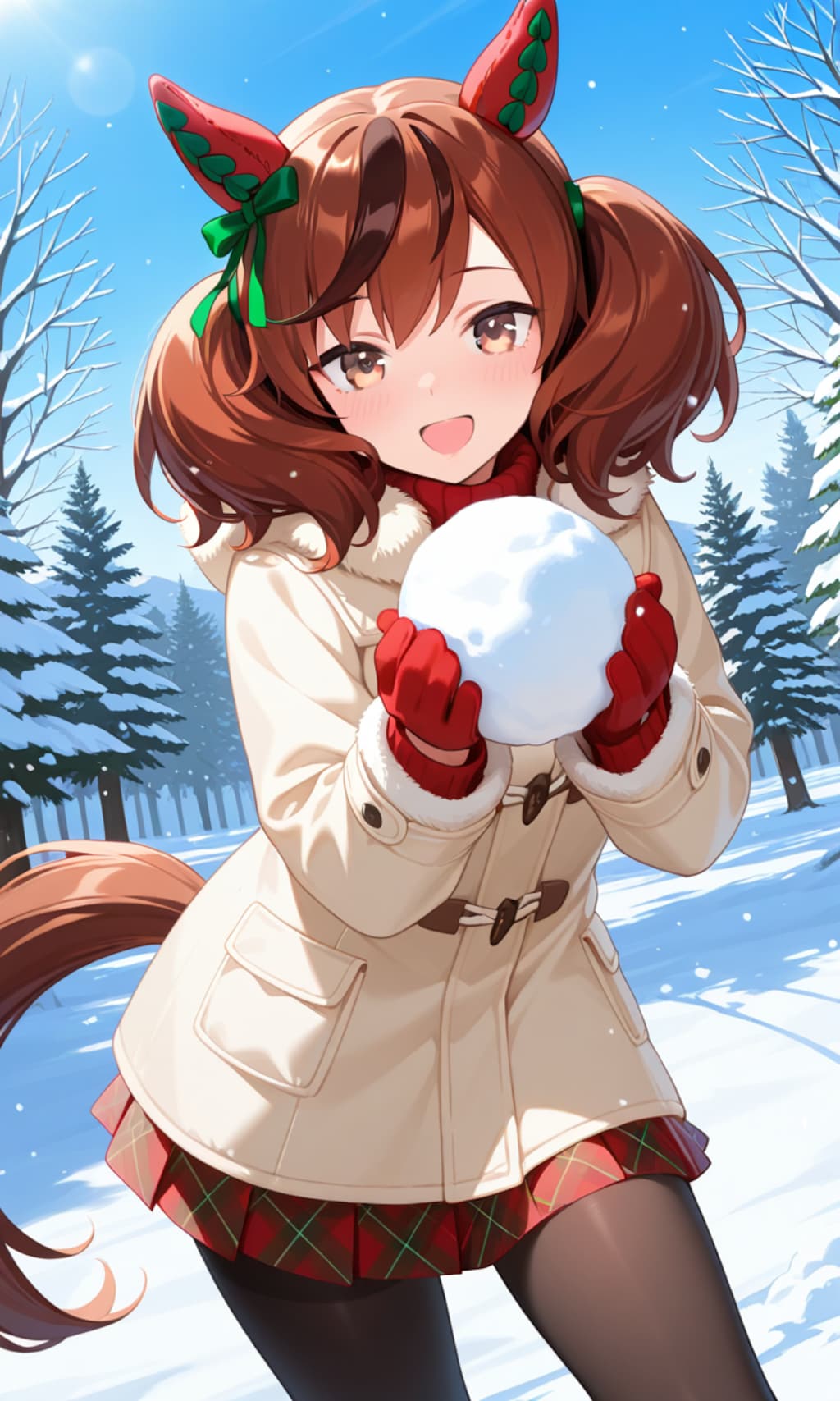 雪ではしゃいでるネイチャさん