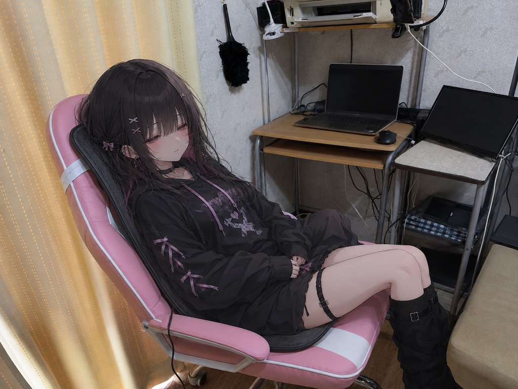 現実世界と二次元世界が織り成すイラスト
