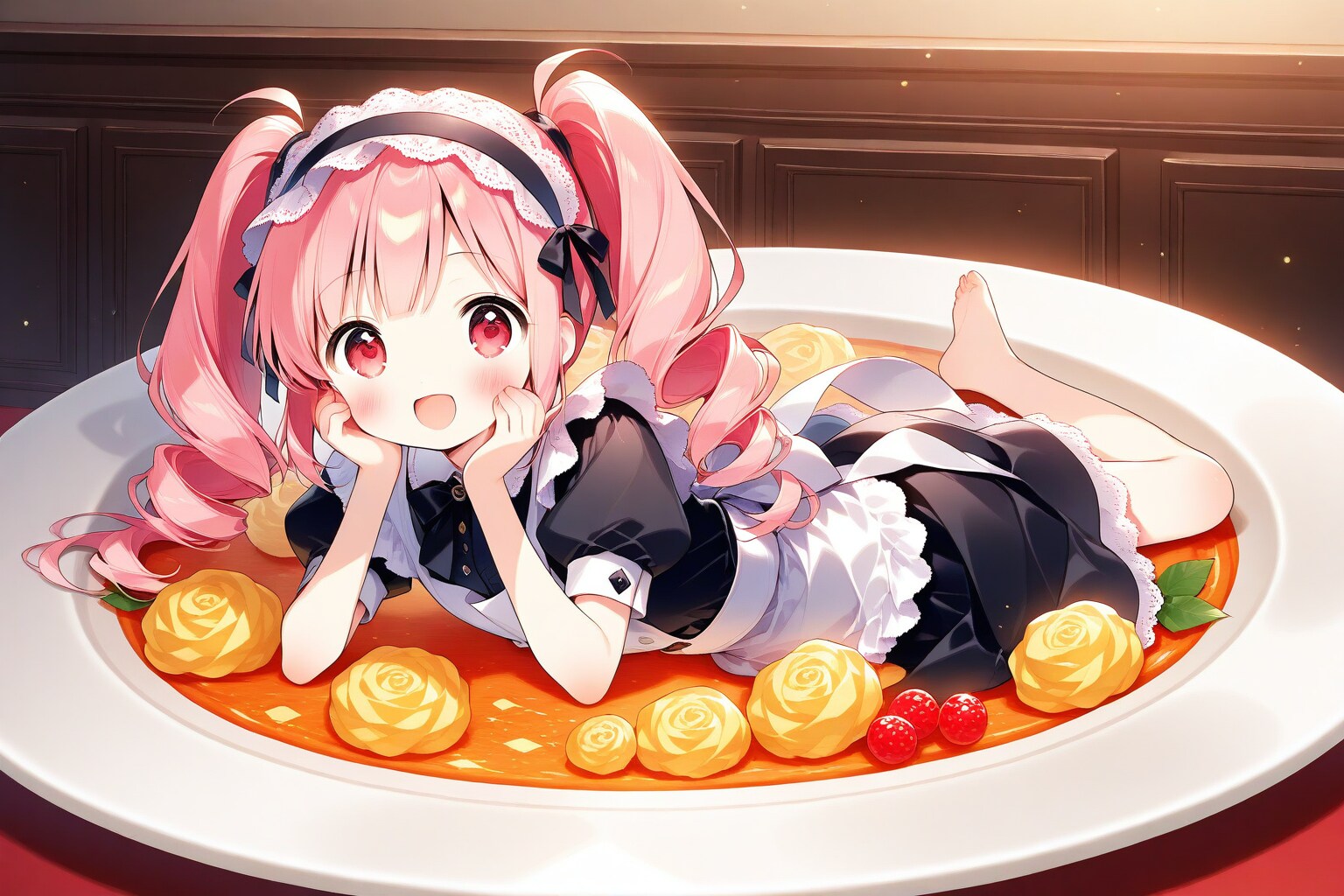 巷で流行りのデミグラスソース唐揚げ少女『召し上がれっ』 | の人気AIイラスト・グラビア