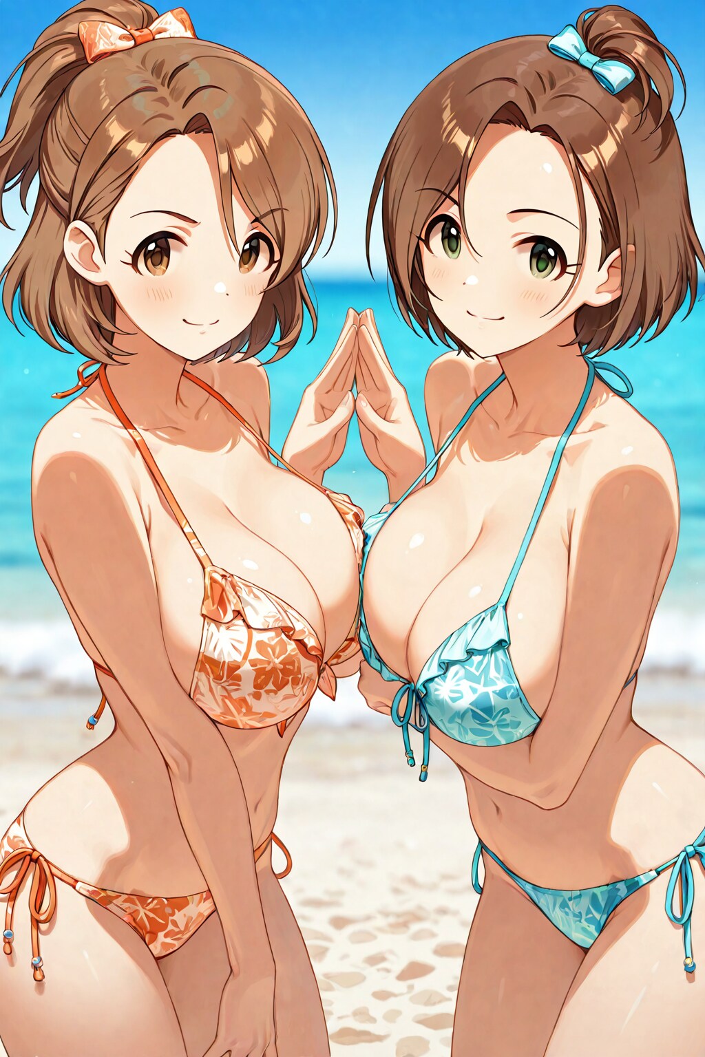巨乳双子娘のツインズビーチデート👙🏖️💕
