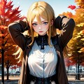 秋コーデの金髪少女 6枚目