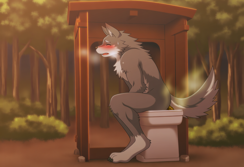 屋外トイレ脱糞オオカミ