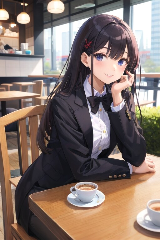 タキシード美少女エリカ　カフェで談話中