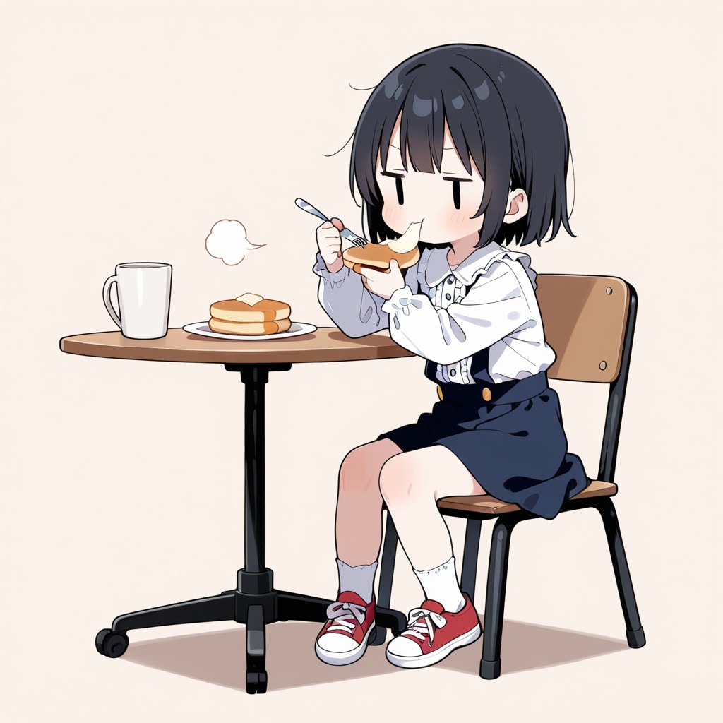 パンケーキを食べる