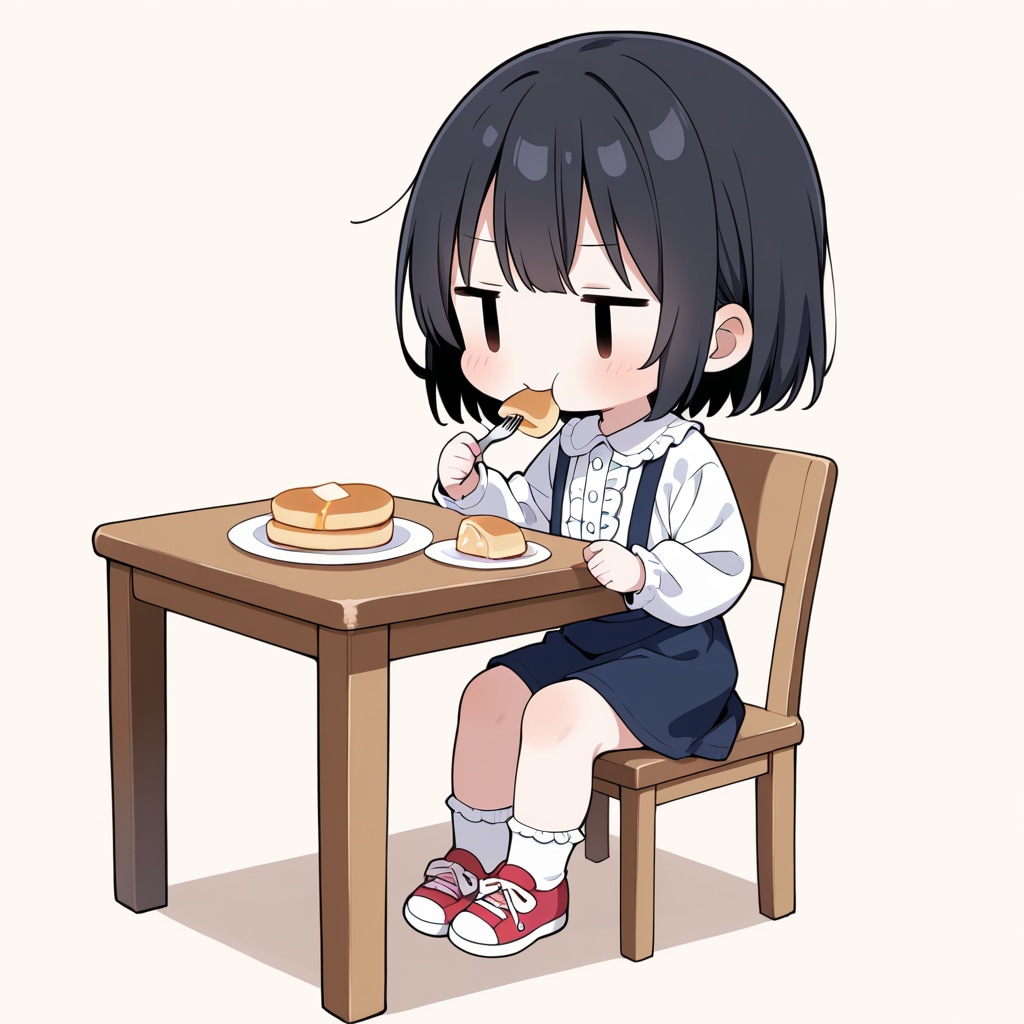 パンケーキを食べる