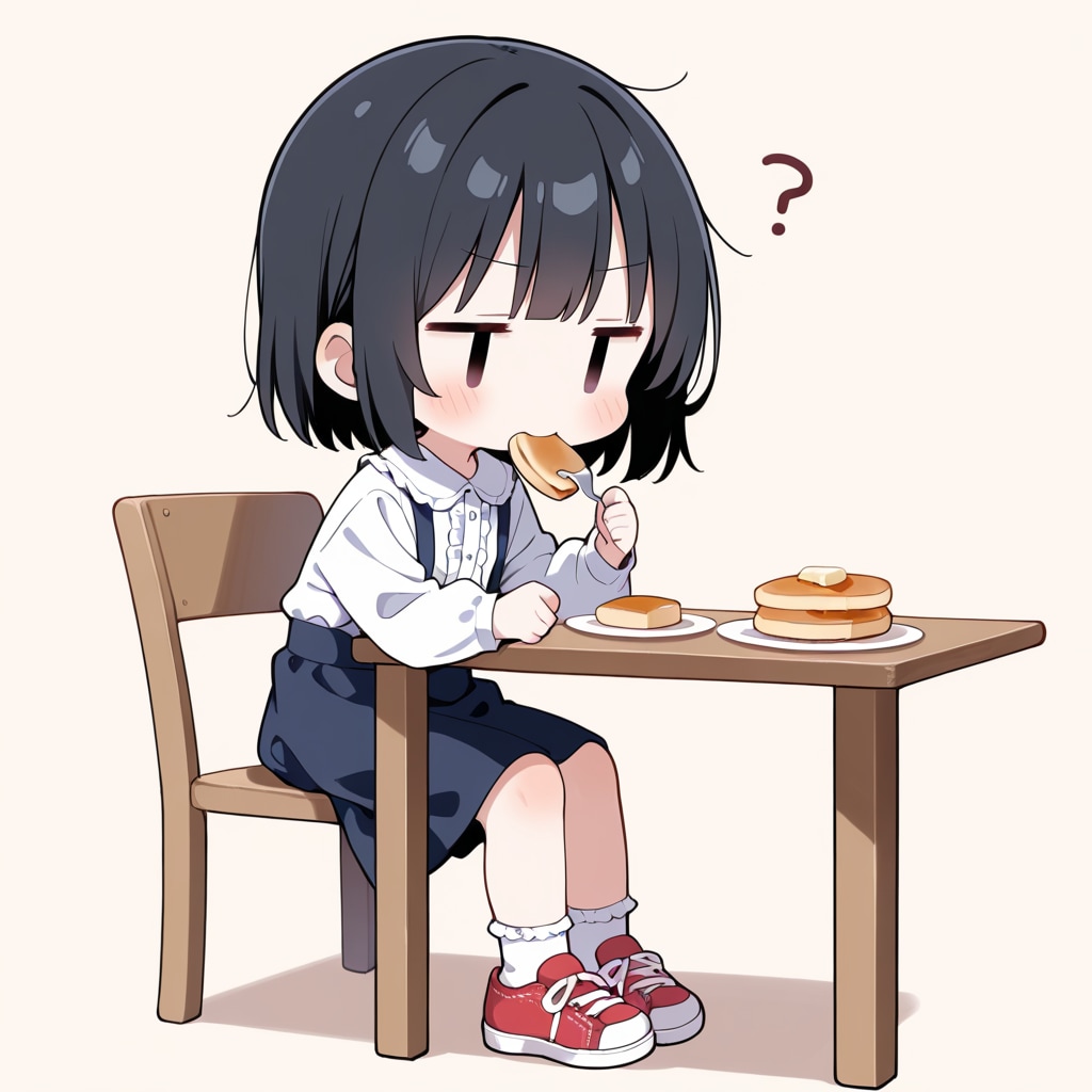 パンケーキを食べる