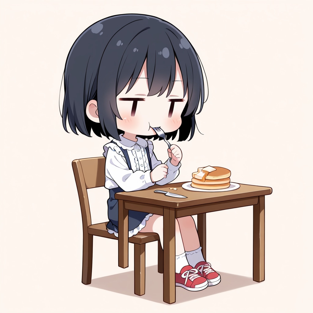 パンケーキを食べる