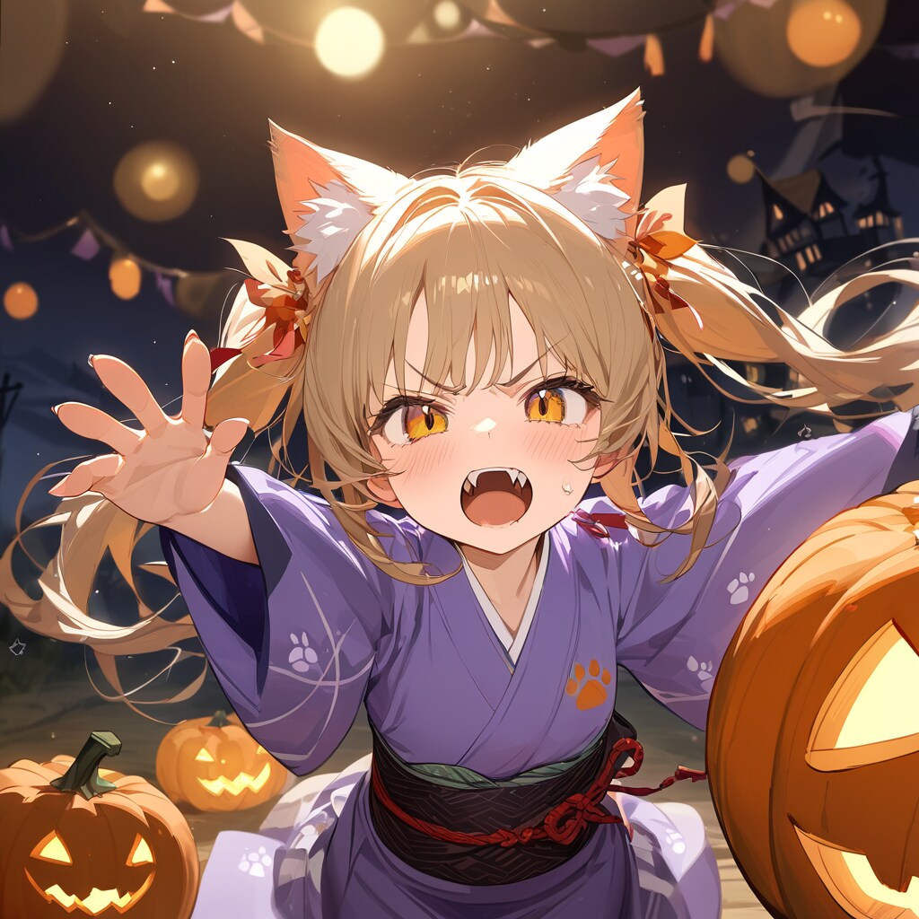 着物でも獲物を追いかけまわす子ねこ