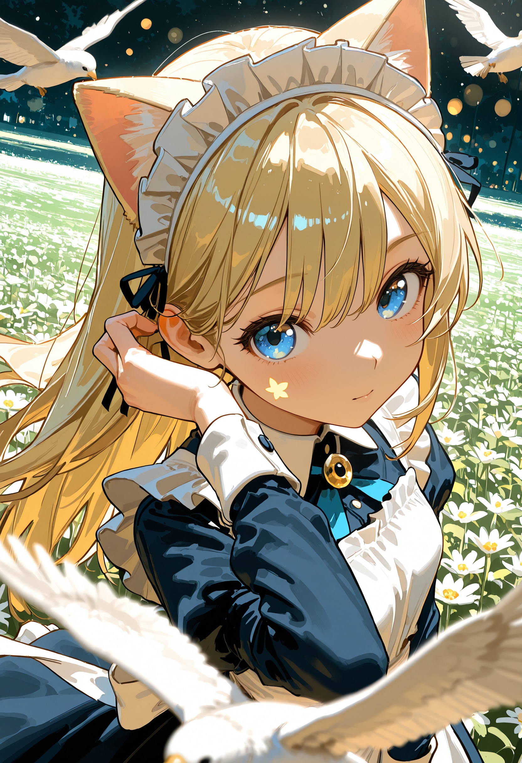 鳥と花畑　ルミナ | の人気AIイラスト・グラビア