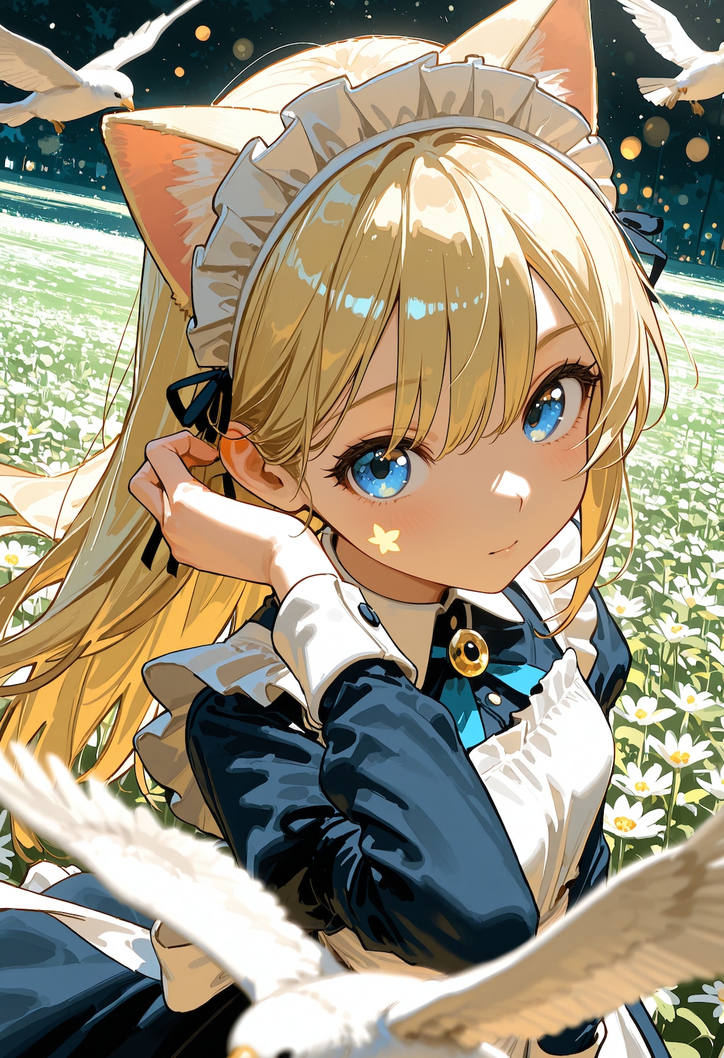 鳥と花畑　ルミナ