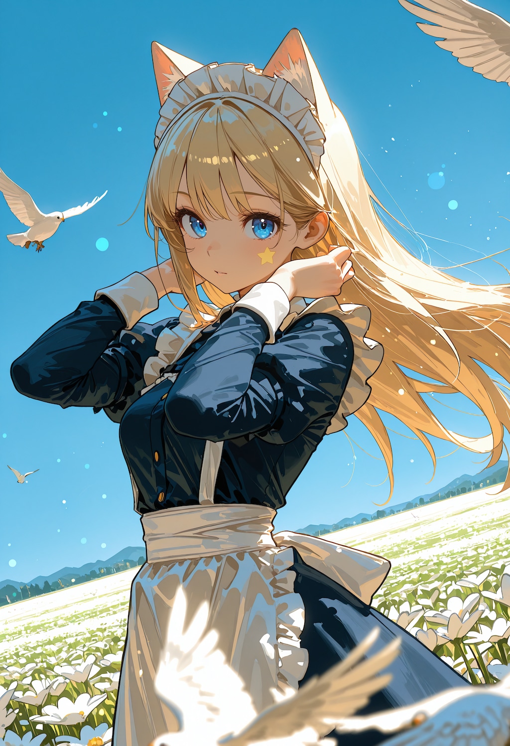 鳥と花畑　ルミナ