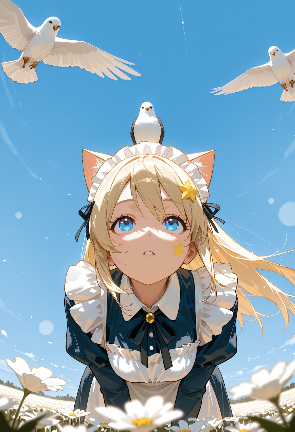 鳥と花畑　ルミナ