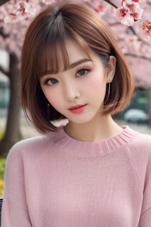 桜の花の下で