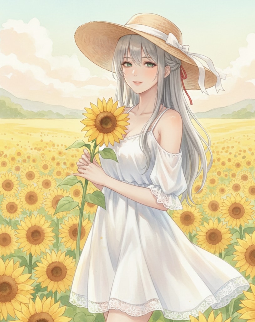 向日葵畑 | の人気AIイラスト・グラビア