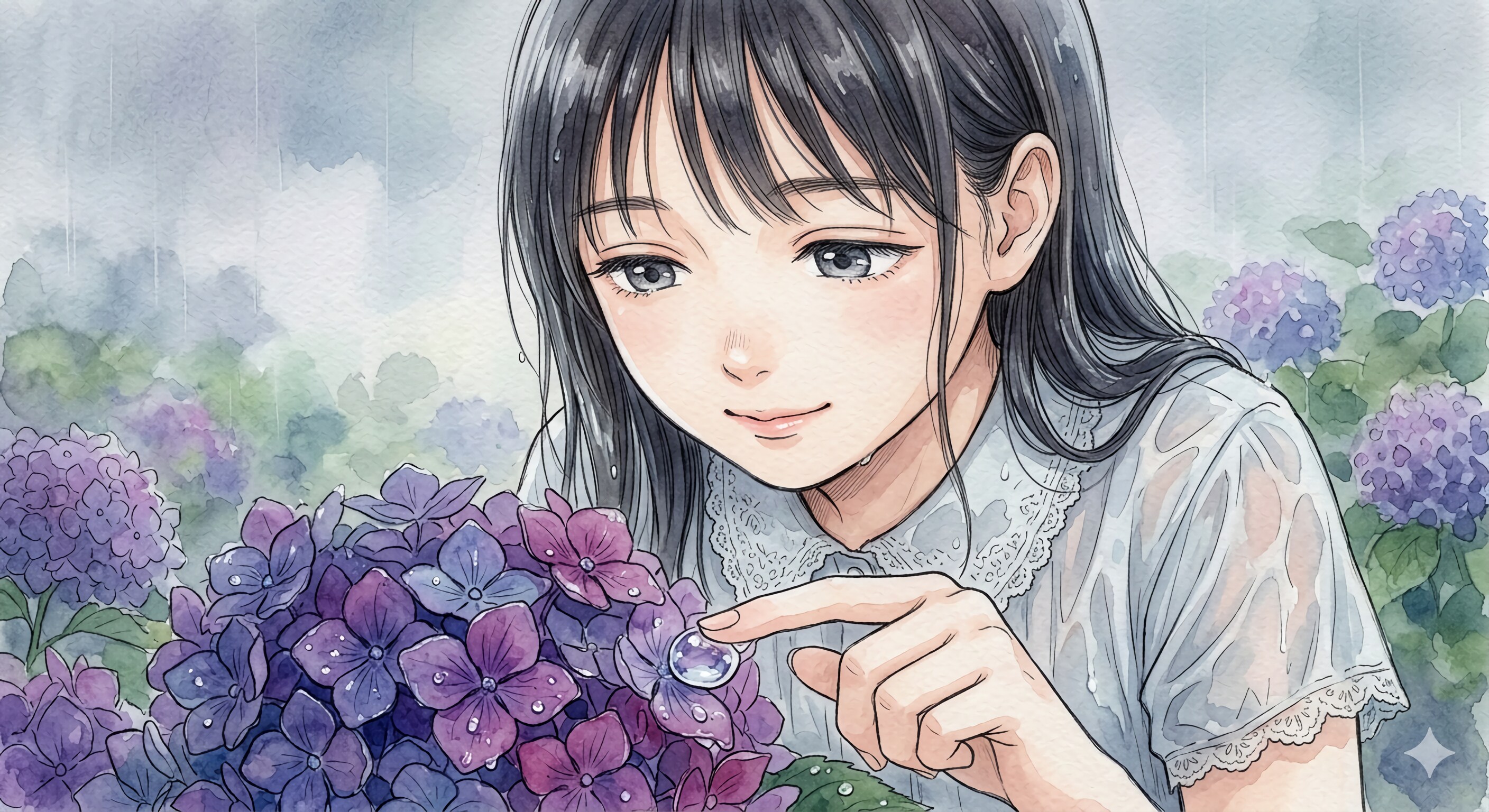 雨の日の恋文は、紫陽花の頬に触れて