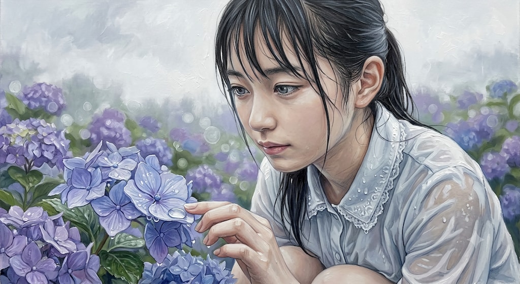 雨の日の恋文は、紫陽花の頬に触れて