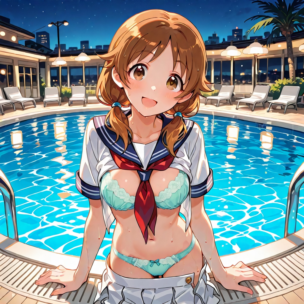 早苗さん　プールサイド