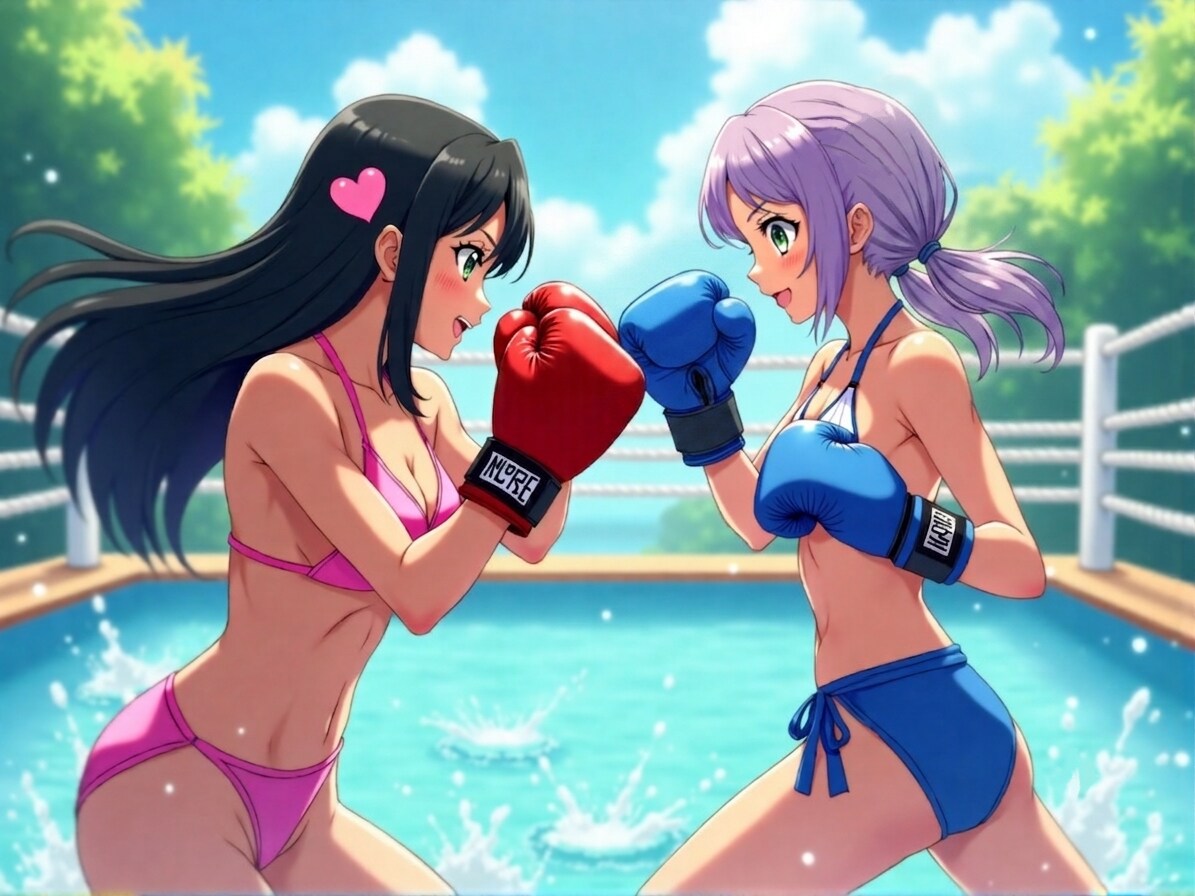 水着でボクシング