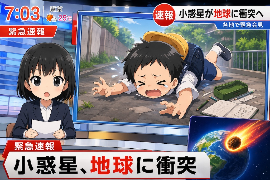 速報を伝えるキャスターの女の子