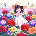 黒髪ちゃんとお花畑 2枚目