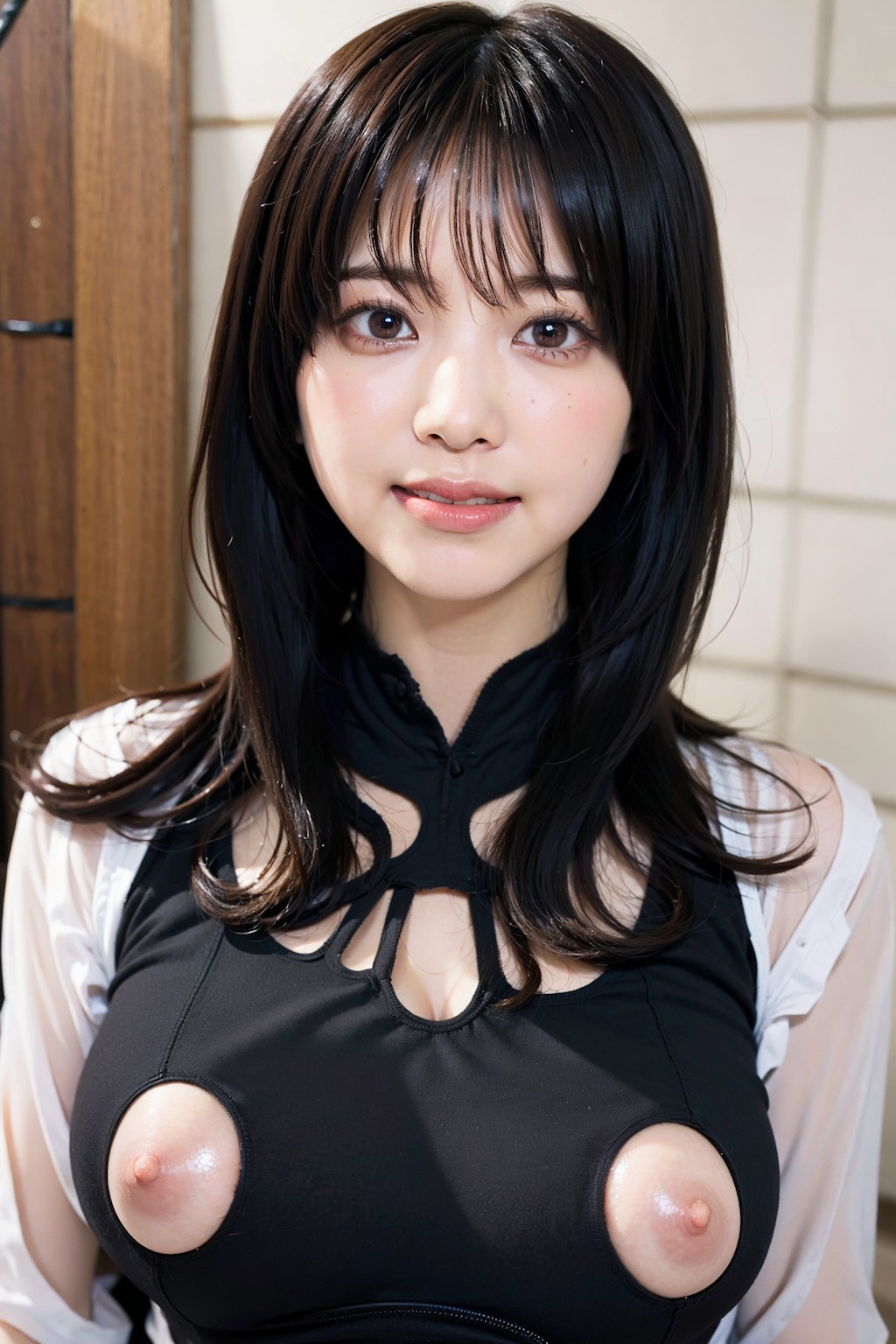 白レオタードLoraでポロリ