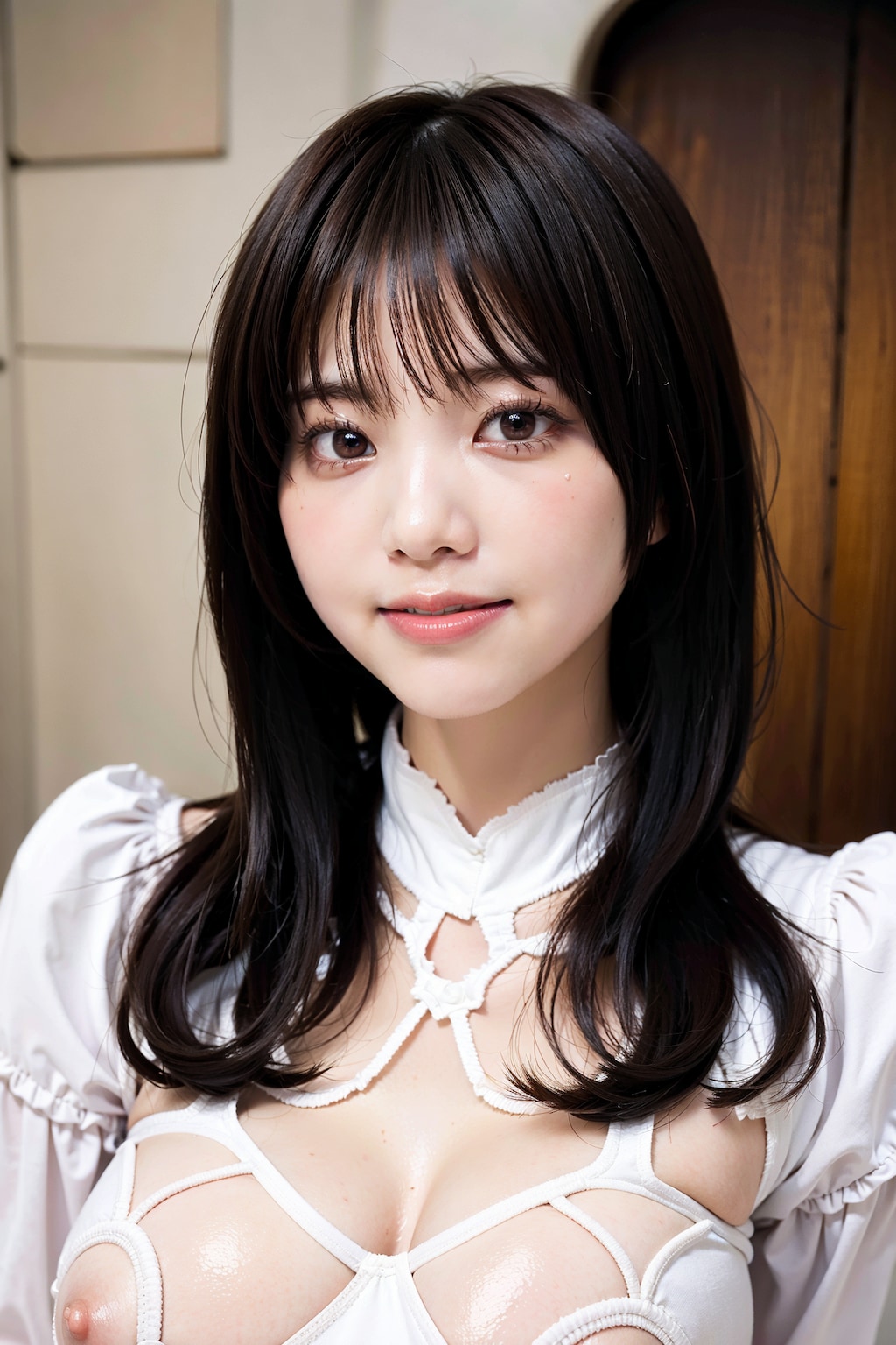 白レオタードLoraでポロリ