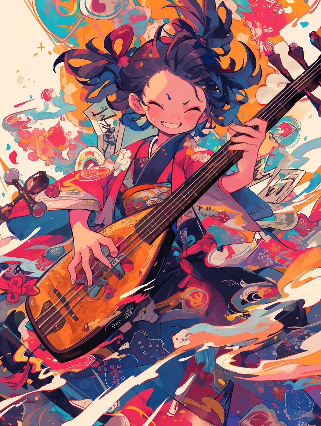 顔で弾く弁財天