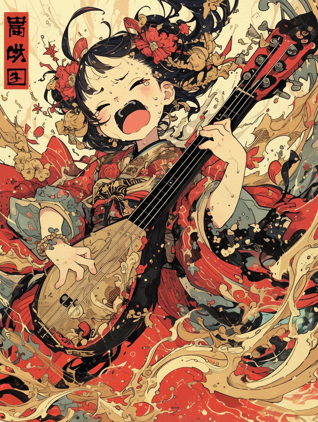 顔で弾く弁財天