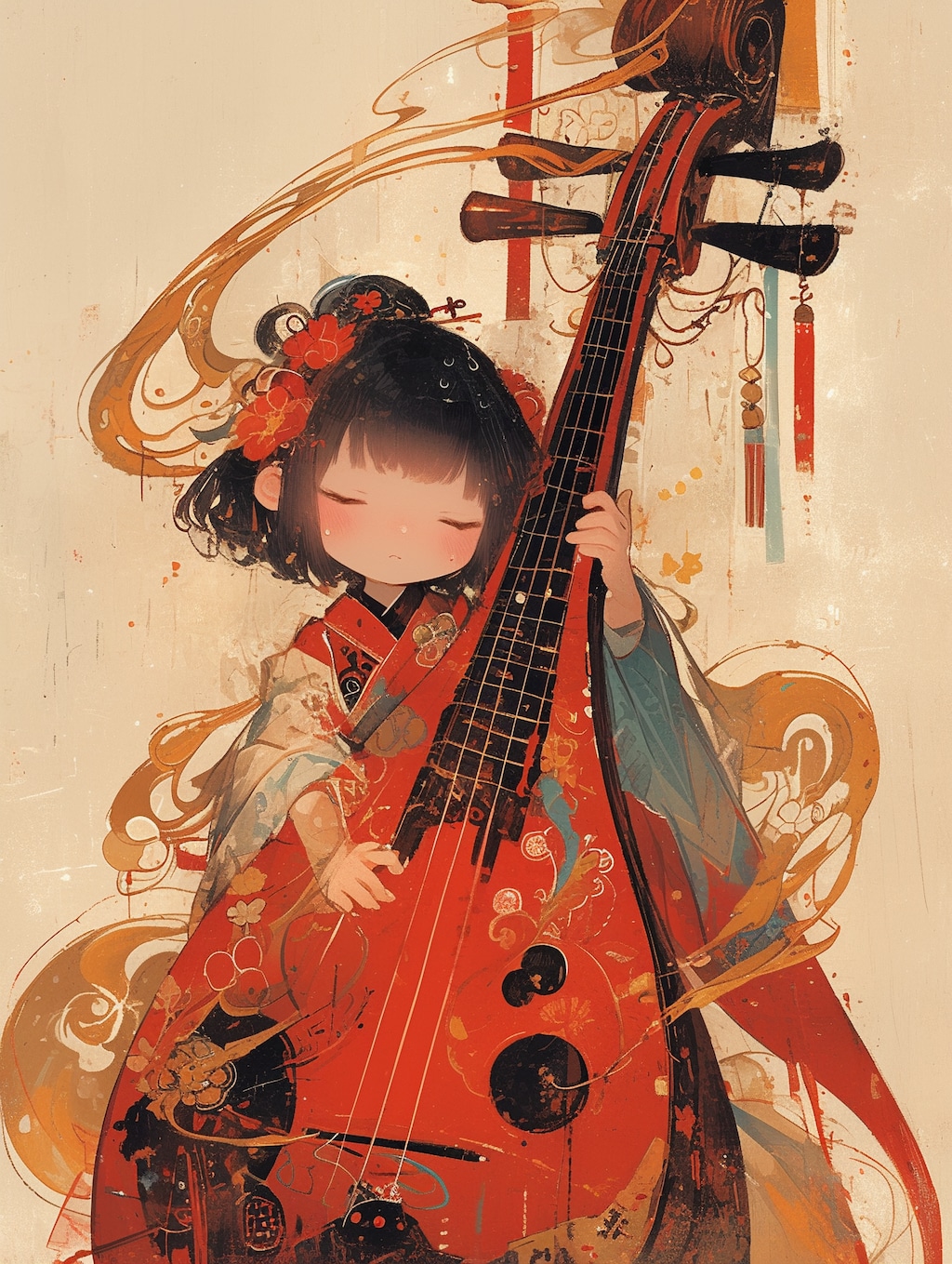 顔で弾く弁財天