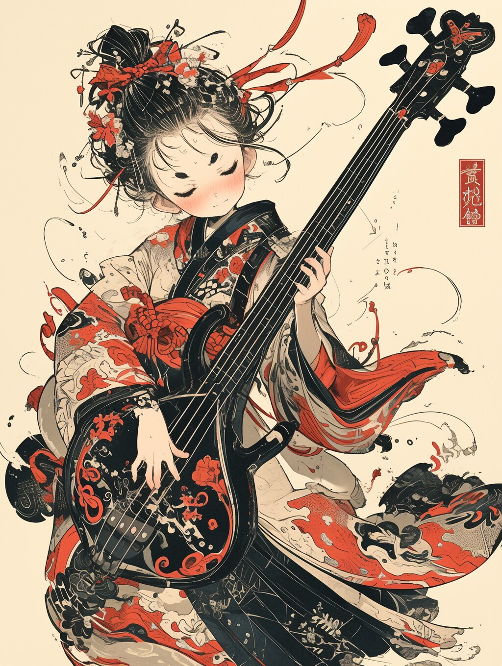 顔で弾く弁財天